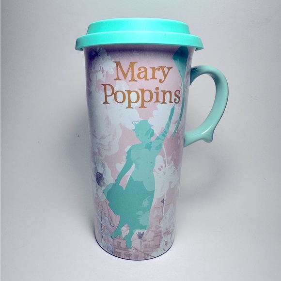 Disney Mary Poppins Ceramic 16oz Travel Mug NWT Practically Perfect with Lid - Picture 1 of 4